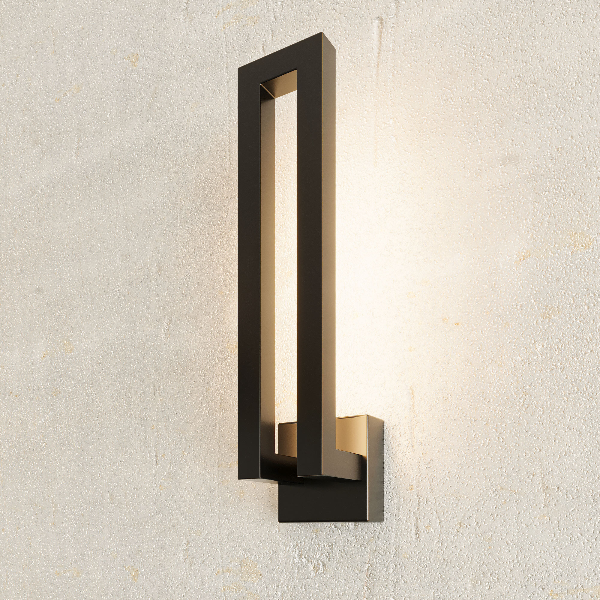 وحدة إضاءة معدنية سوداء مستطيلة بسيطة