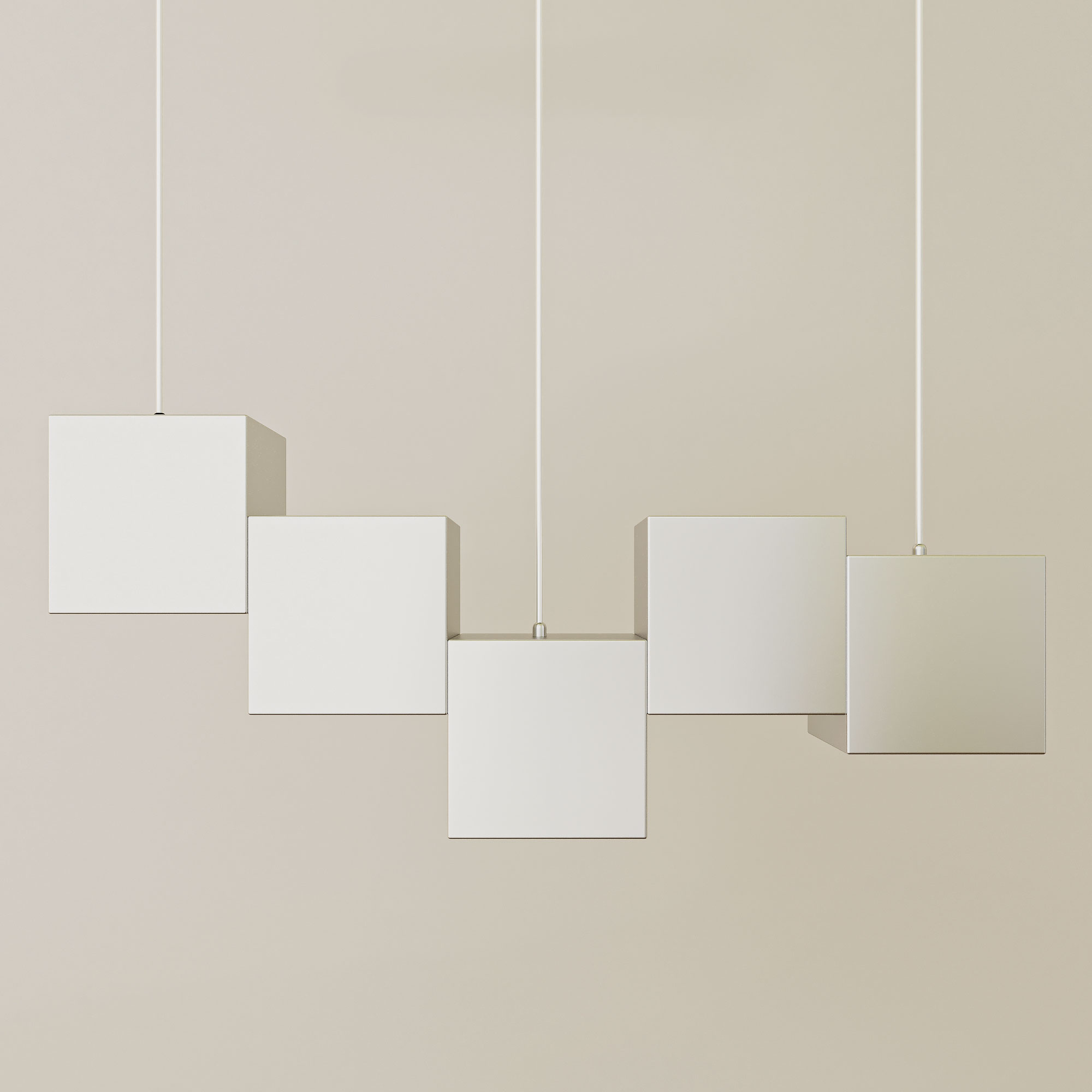 مصباح سقف معلق بخمسة مكعبات فوق الطاولة