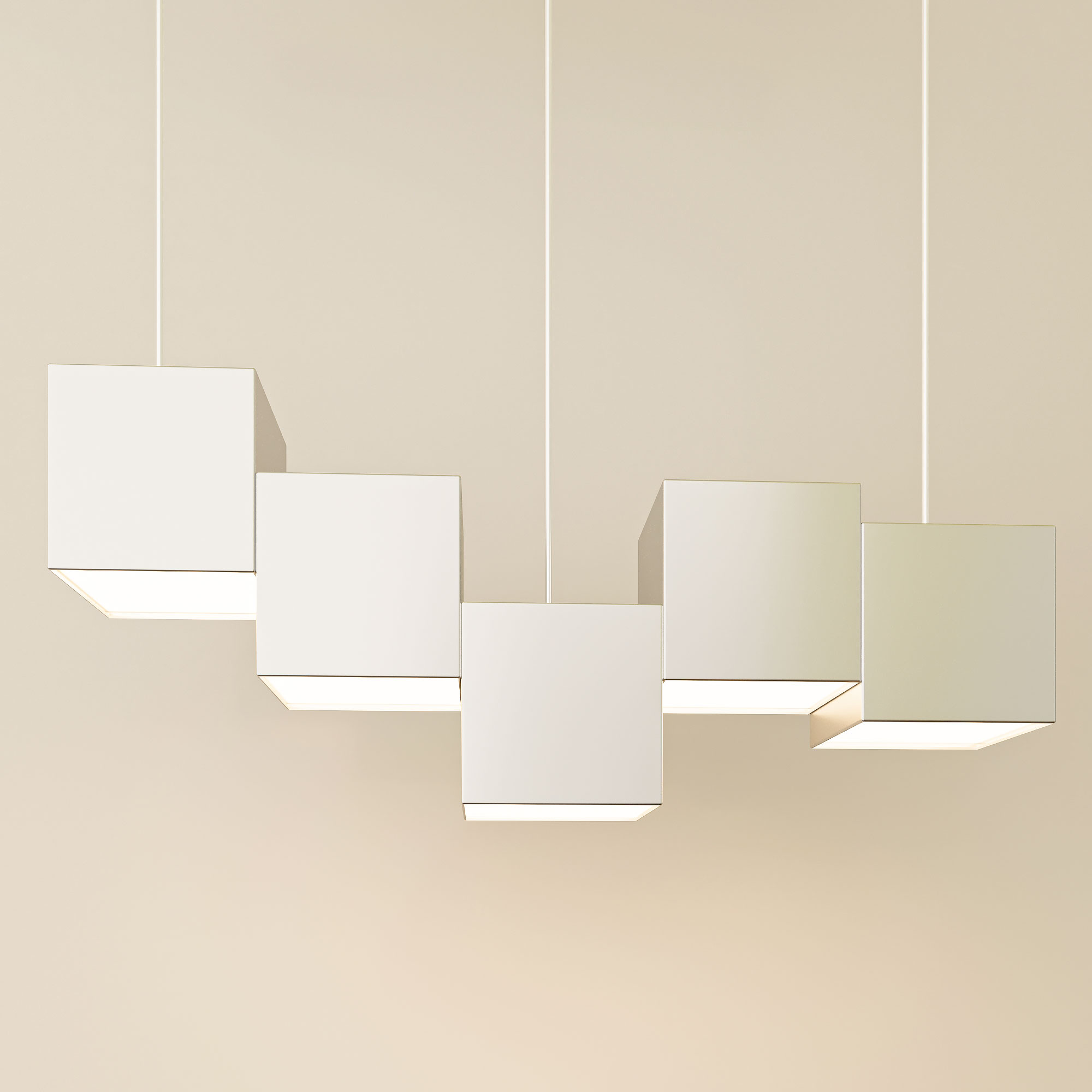 مصباح سقف معلق بخمسة مكعبات فوق الطاولة