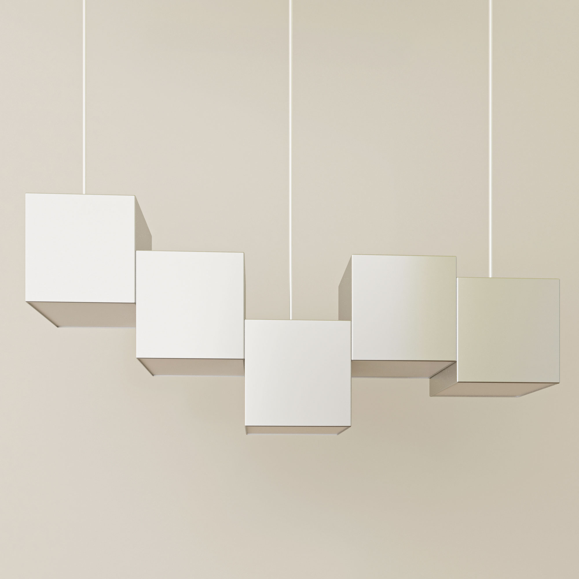 مصباح سقف معلق بخمسة مكعبات فوق الطاولة